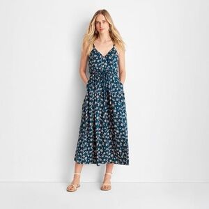 NWT Future Collective Navy floral midi dress